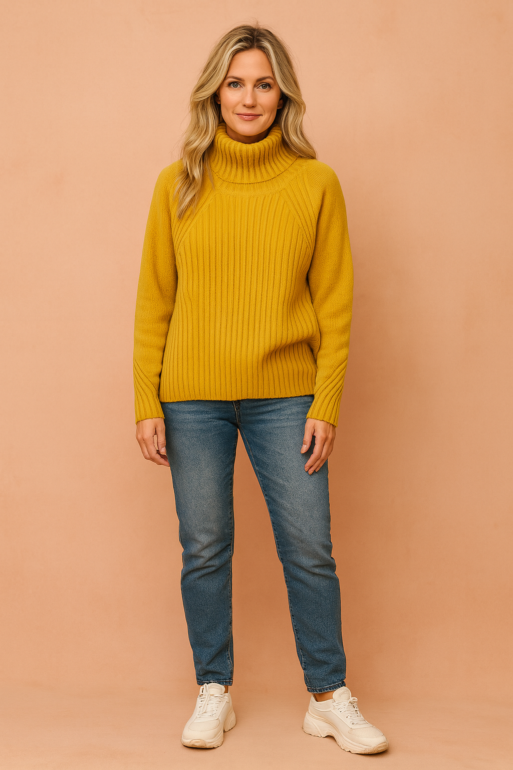 Lynette | Cozy Ribbed Knit Sweater with High Neck 1