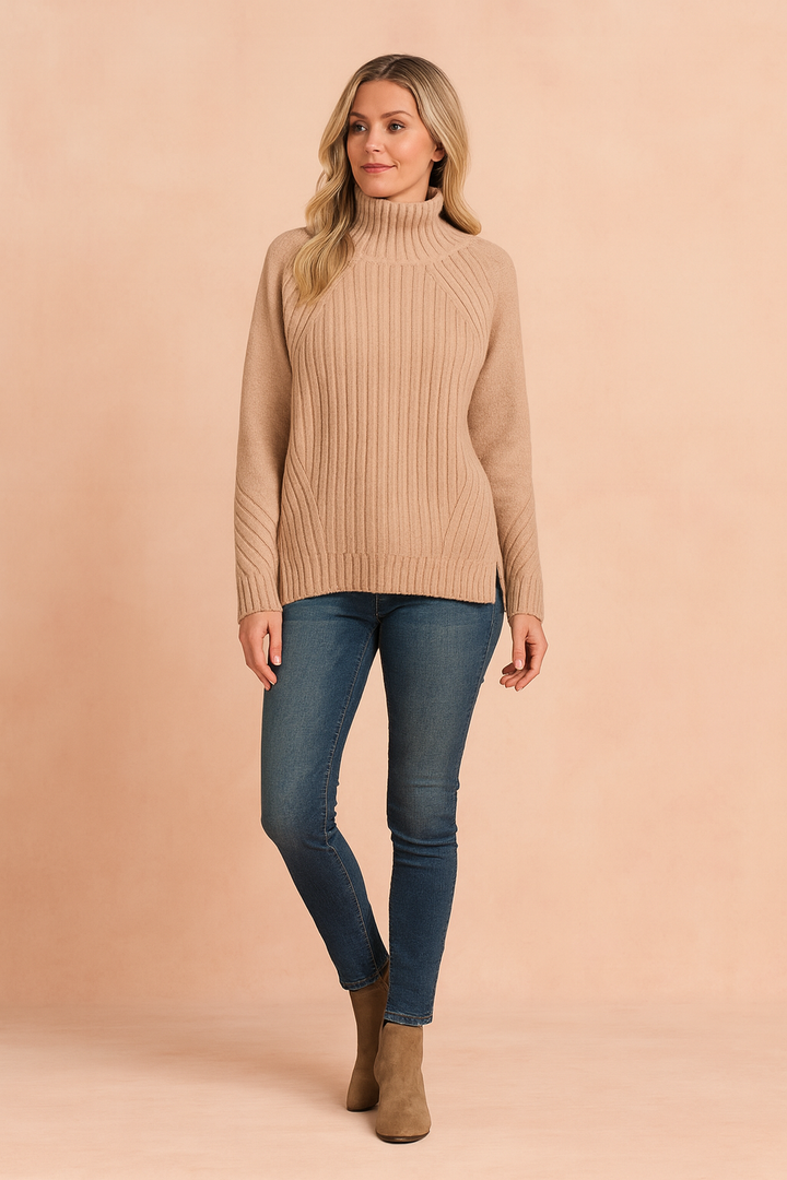 Lynette | Cozy Ribbed Knit Sweater with High Neck 3
