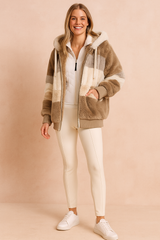 Magda | Fluffy jacket with a striped hood 2