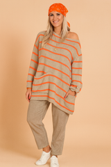 Magda | Oversized striped sweater with a boat neckline 0