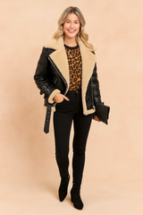 Magdalena | Aviator jacket with sheepskin and stripes 1