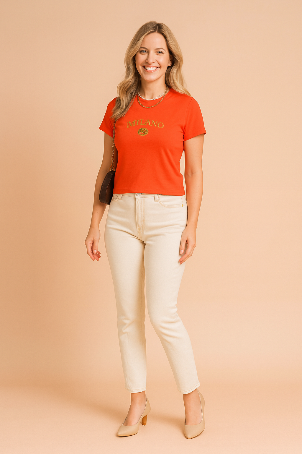 Maja | Short T-shirt with a college-style inscription 1