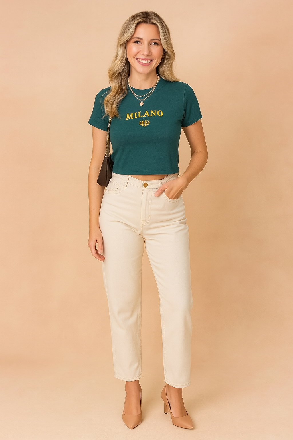 Maja | Short T-shirt with a college-style inscription 3