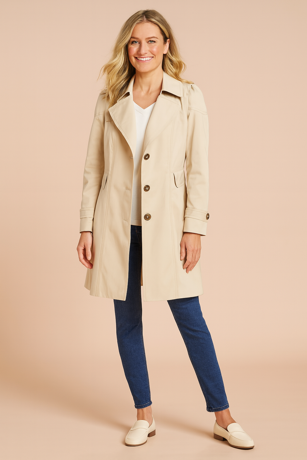 Maja | Short trench coat with collar and buttons 1