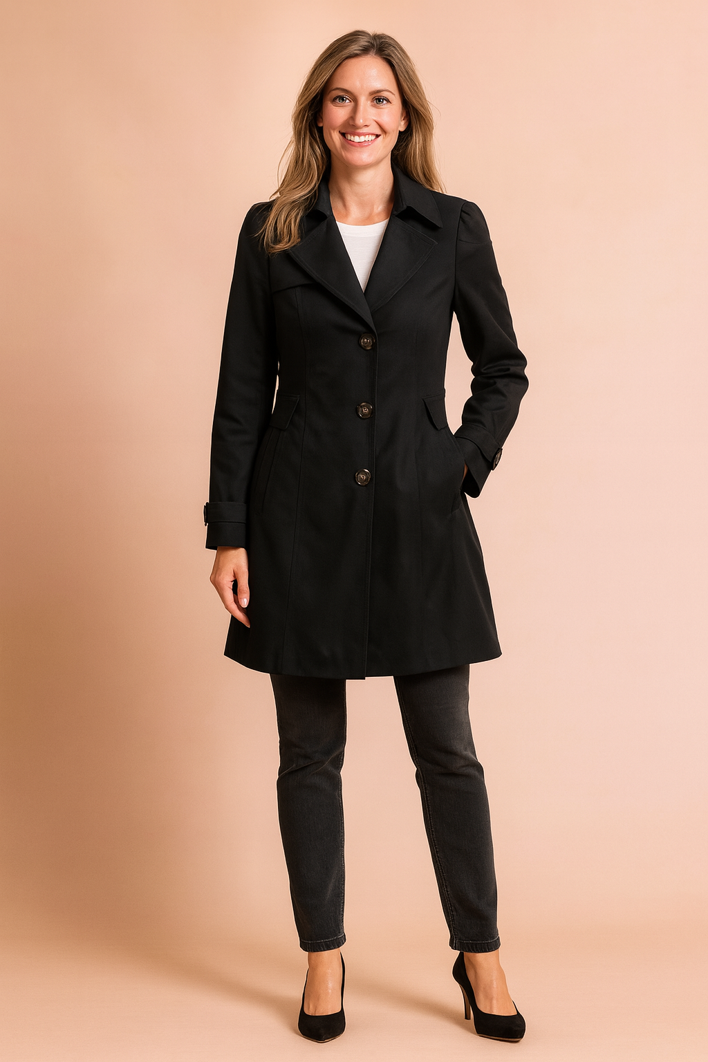 Maja | Short trench coat with collar and buttons 2