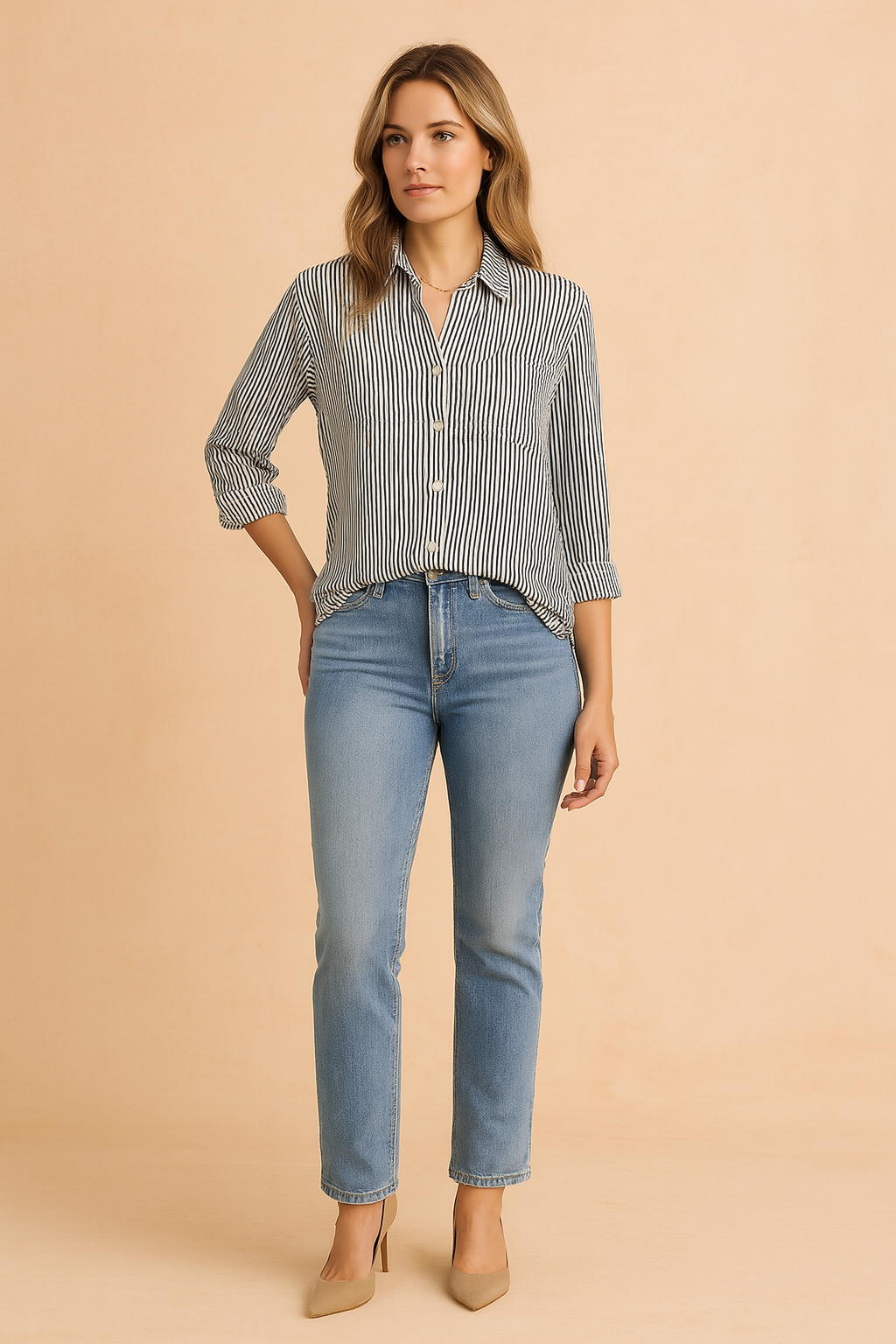 Maria | Casual Shirt with Vertical Pattern 1