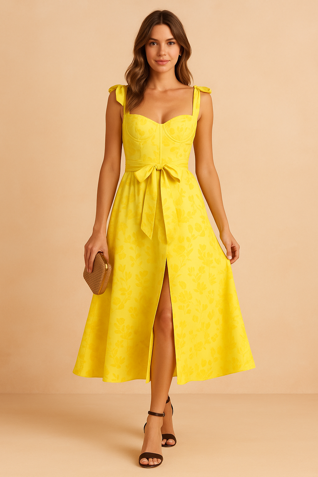 Mariana | Sophisticated long summer dress with Volante 0