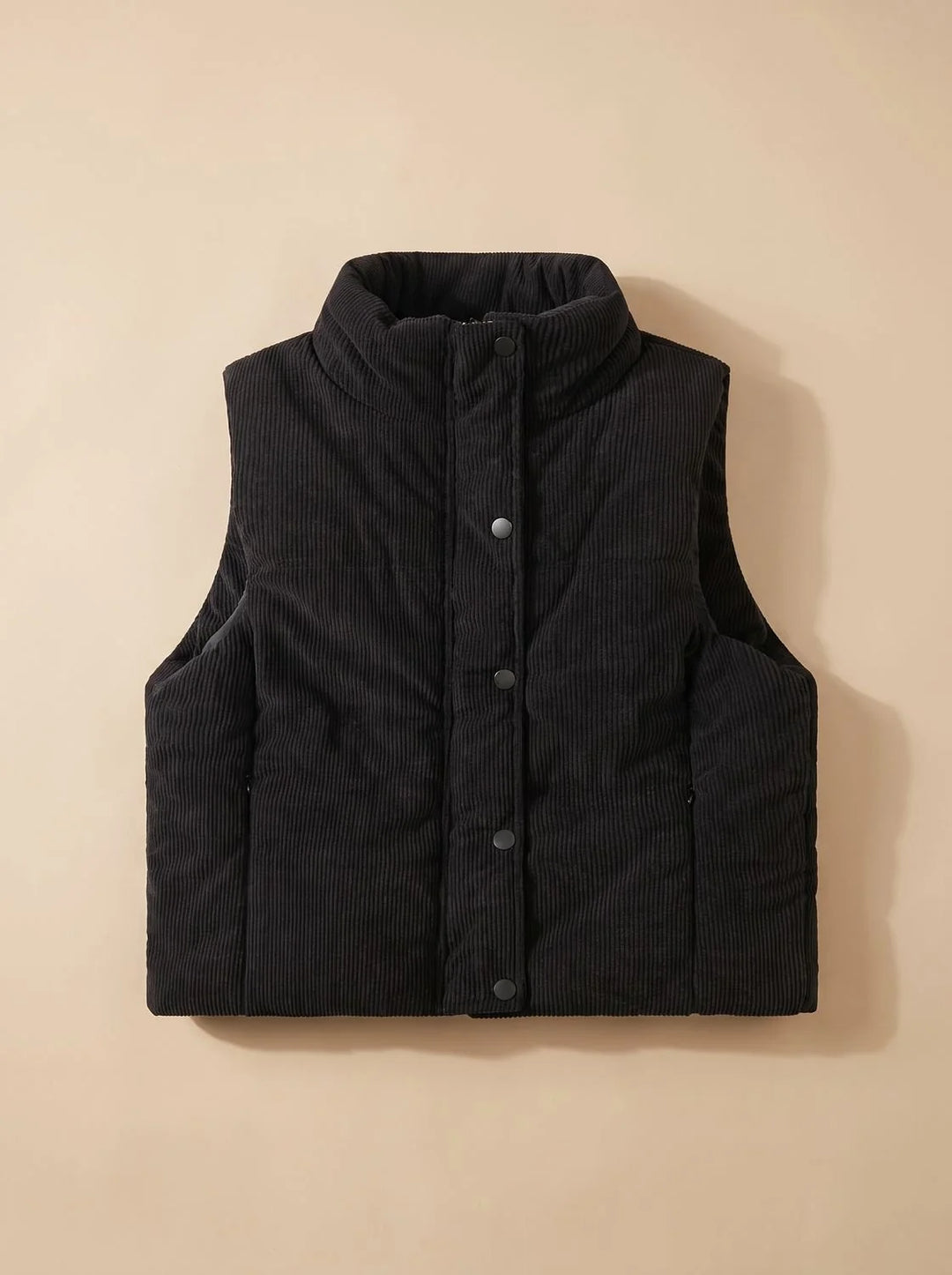 Marie | Damen Corduroy-Steppweste Kurzer Bodywarmer mit Stehkragen Druckknopf 1
