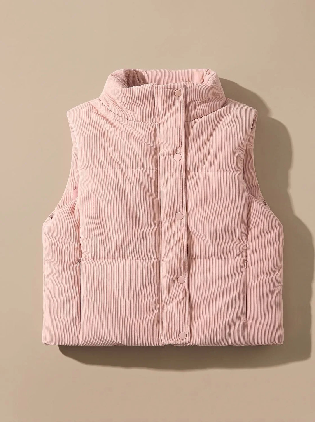 Marie | Damen Corduroy-Steppweste Kurzer Bodywarmer mit Stehkragen Druckknopf 2