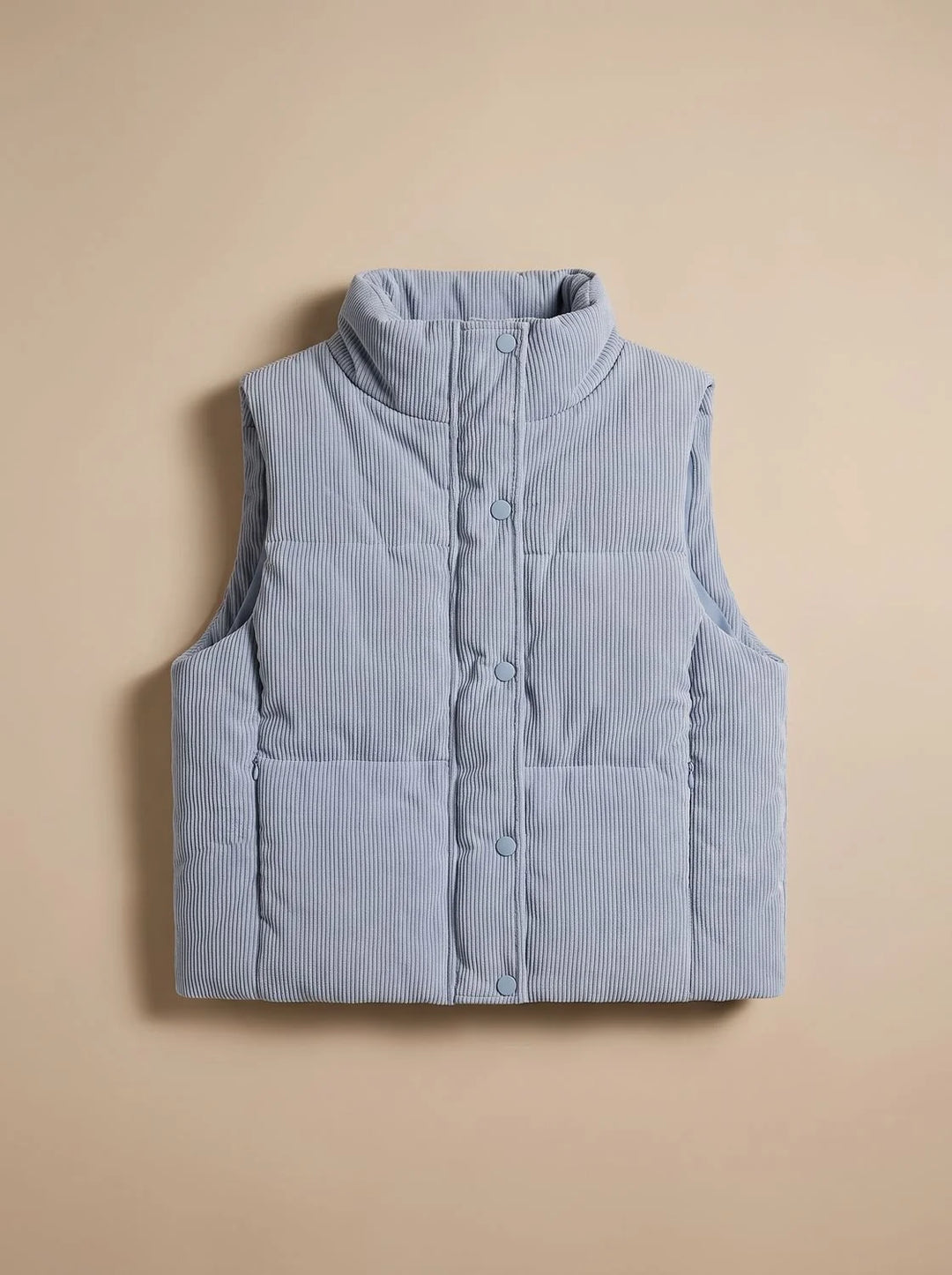 Marie | Damen Corduroy-Steppweste Kurzer Bodywarmer mit Stehkragen Druckknopf 3