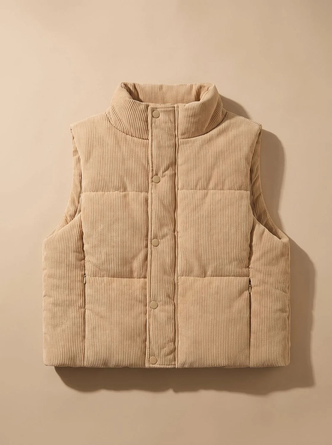 Marie | Damen Corduroy-Steppweste Kurzer Bodywarmer mit Stehkragen Druckknopf 7