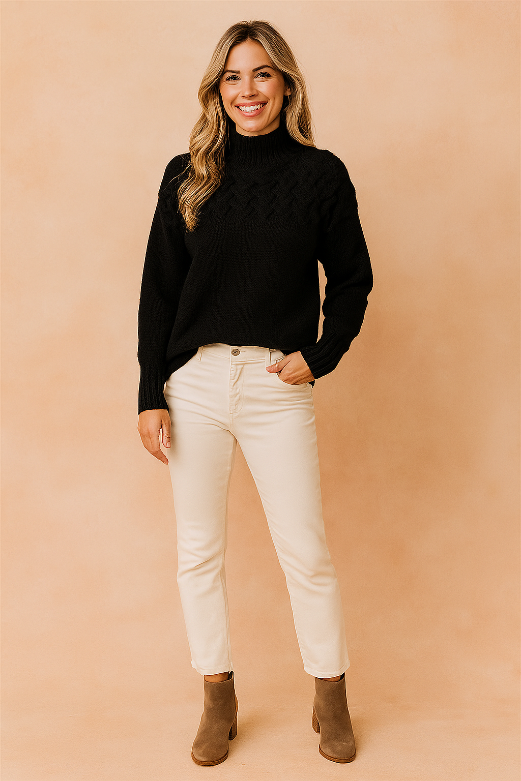 Marta | Sweater with a knitted pattern at the top 5