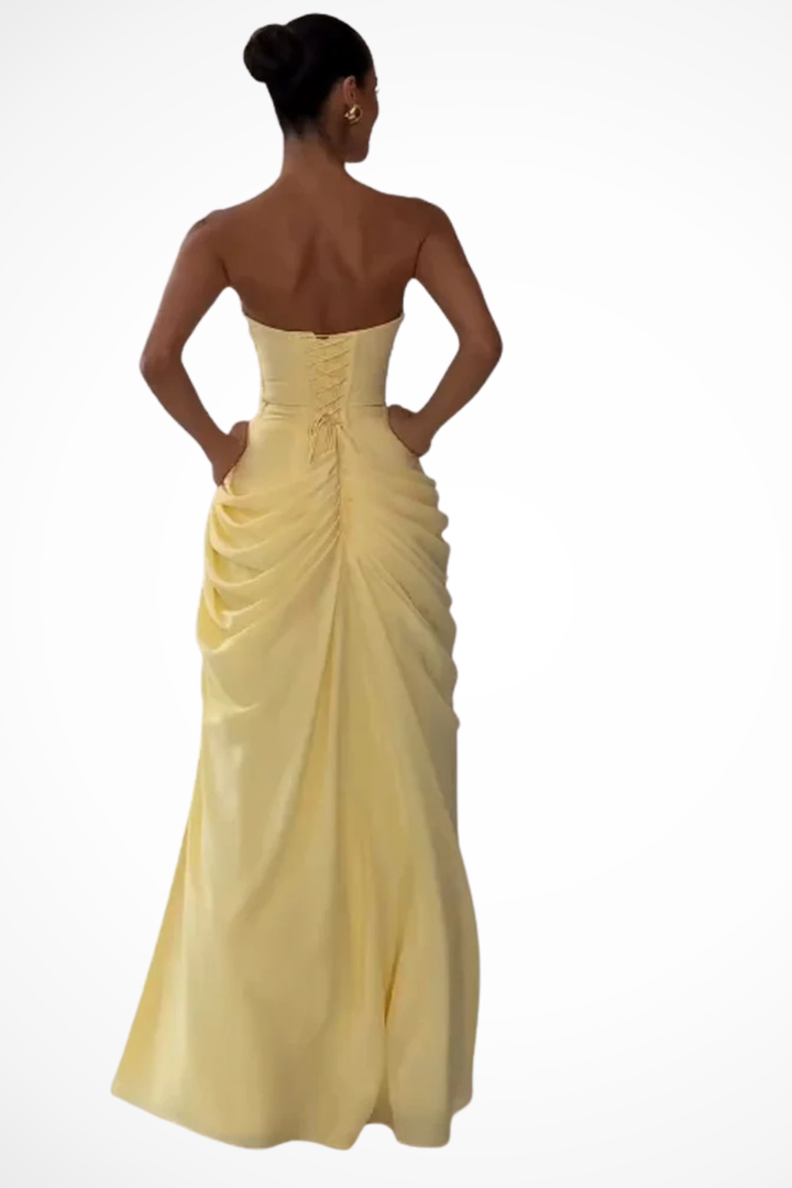Maxi Dress for Women - Elegant Strapless Long Dress with High Slit for Summer Weddings and Formal Events 4