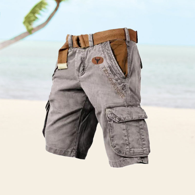 Men's Cargo Shorts - Knee Length Utility Design with Multi-Pockets for Comfort and Style 0