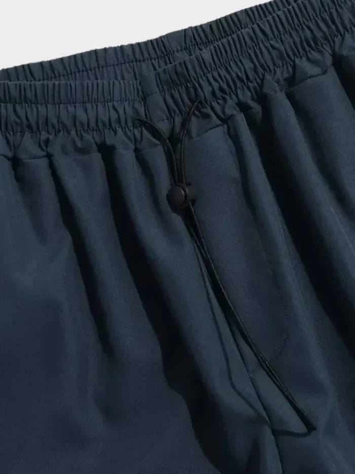 Men's Cargo Trousers - Black Wide-Leg Design with Elastic Waistband & Adjustable Ankles for Comfort and Style 3