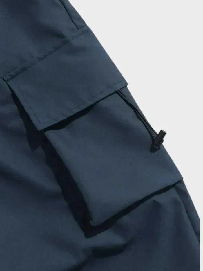 Men's Cargo Trousers - Black Wide-Leg Design with Elastic Waistband & Adjustable Ankles for Comfort and Style 5