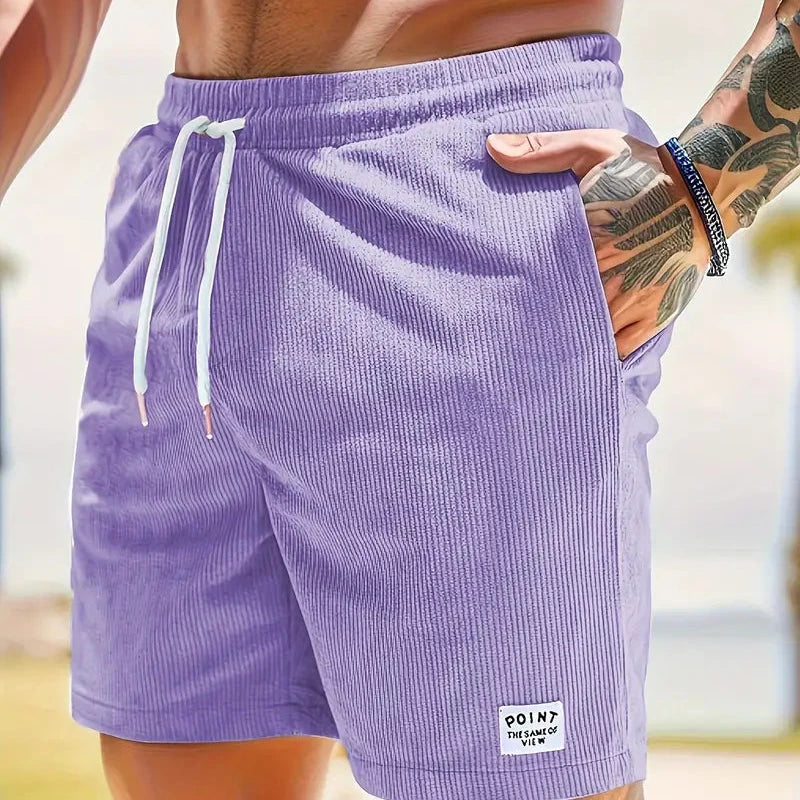 Men's Casual Corduroy Shorts With Drawstring - Relaxed Fit Summer Style 14