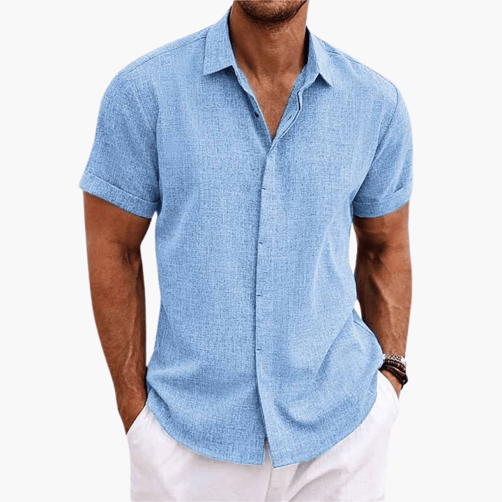 Men's Casual Short Sleeve Summer Shirt - Lightweight Button-Up Blouse for Stylish Comfort 0