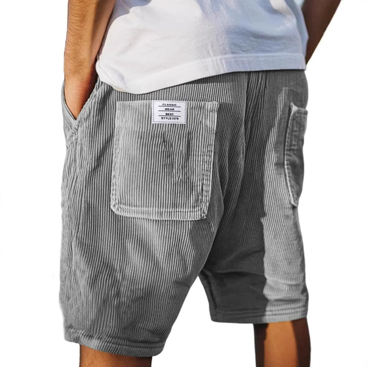 Men's Casual Shorts with Elastic Waistband, Unique Corduroy Texture, Urban Style 0