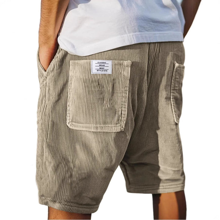 Men's Casual Shorts with Elastic Waistband, Unique Corduroy Texture, Urban Style 1
