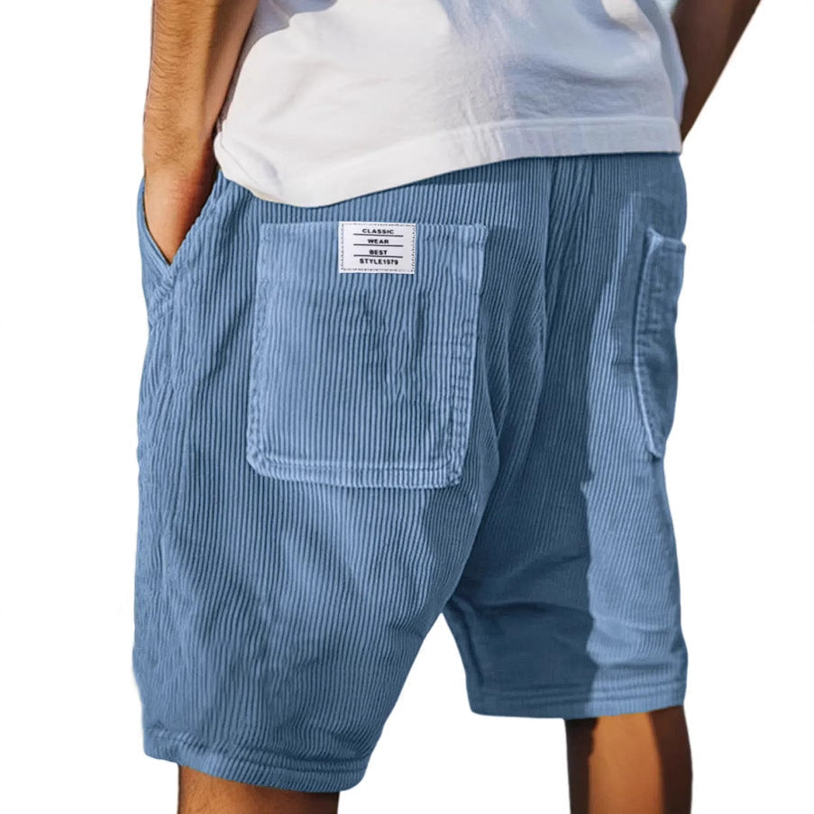 Men's Casual Shorts with Elastic Waistband, Unique Corduroy Texture, Urban Style 2