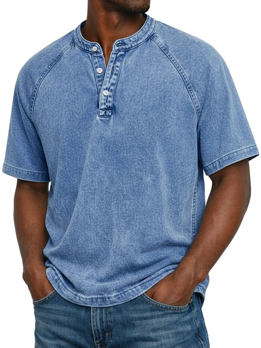 Men’s Casual Washed Henley Short Sleeve T-Shirt for Everyday Comfort 1