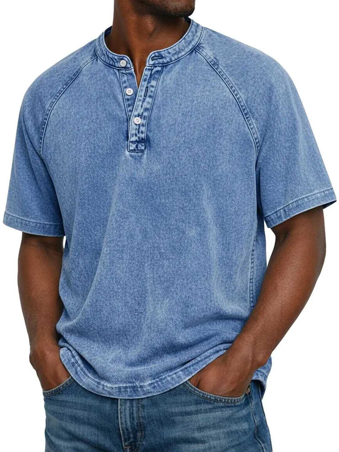 Men’s Casual Washed Henley Short Sleeve T-Shirt for Everyday Comfort 1