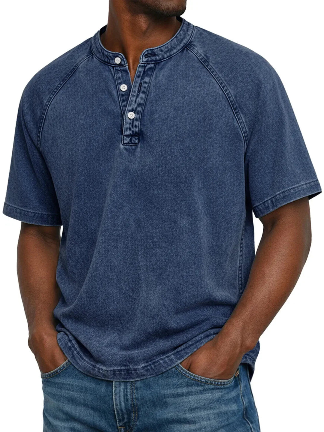 Men’s Casual Washed Henley Short Sleeve T-Shirt for Everyday Comfort 2