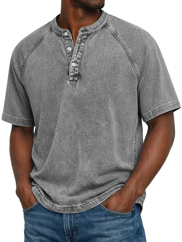 Men’s Casual Washed Henley Short Sleeve T-Shirt for Everyday Comfort 3