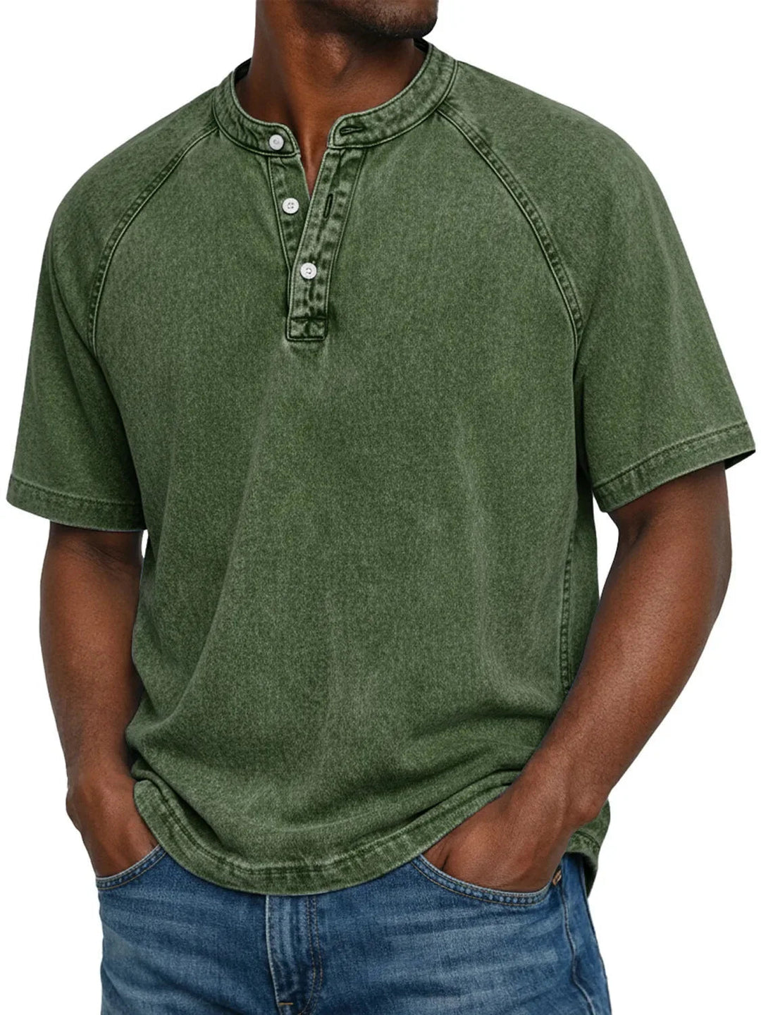 Men’s Casual Washed Henley Short Sleeve T-Shirt for Everyday Comfort 6