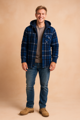 Men's Checkered Hooded Jacket | Warm 0