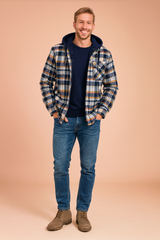 Men's Checkered Hooded Jacket | Warm 1