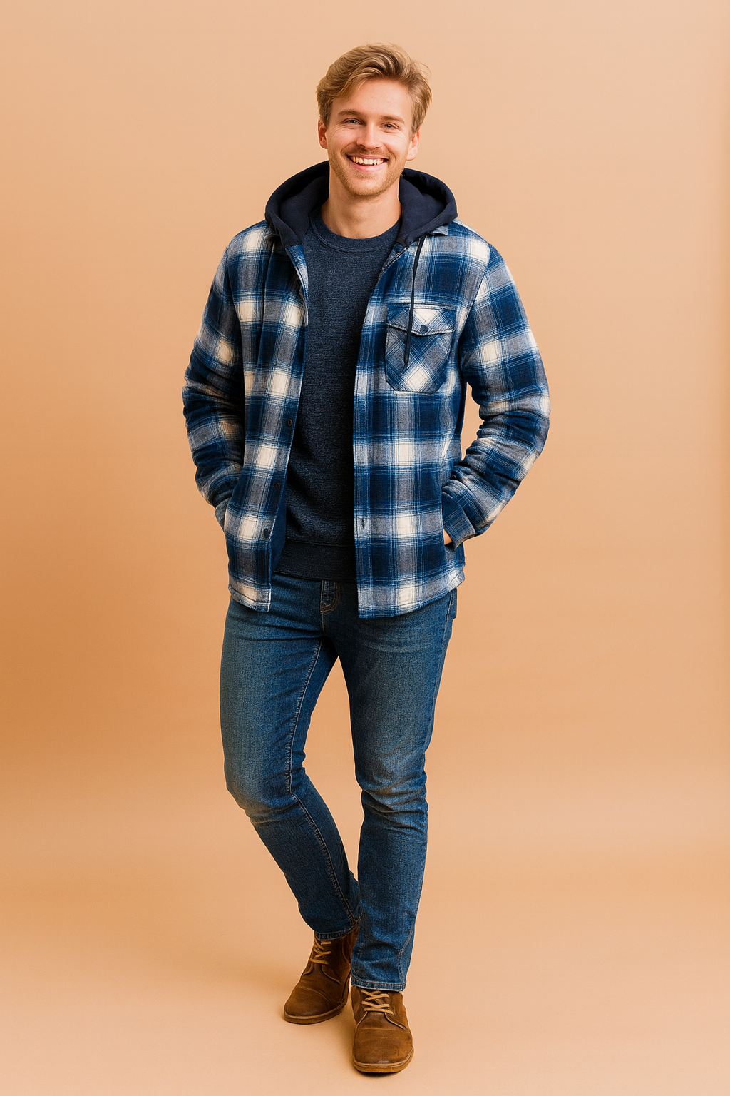 Men's Checkered Hooded Jacket | Warm 3