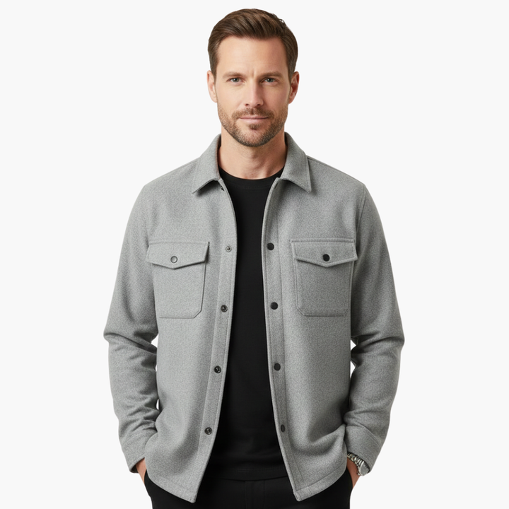Men's Classic Button-Up Shirt Jacket with Chest Pockets - Stylish Versatile Layering Top 1