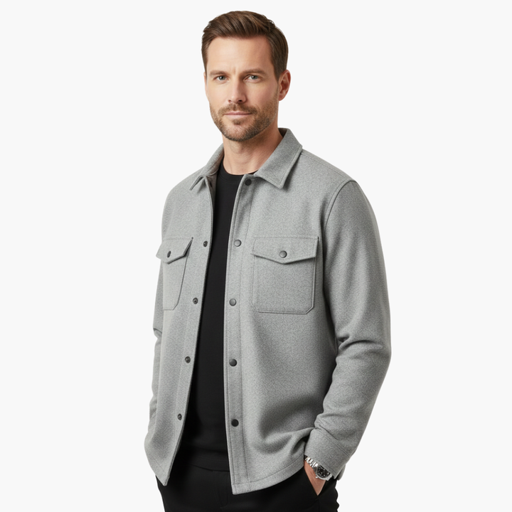 Men's Classic Button-Up Shirt Jacket with Chest Pockets - Stylish Versatile Layering Top 2