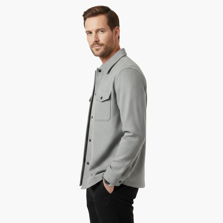 Men's Classic Button-Up Shirt Jacket with Chest Pockets - Stylish Versatile Layering Top 3
