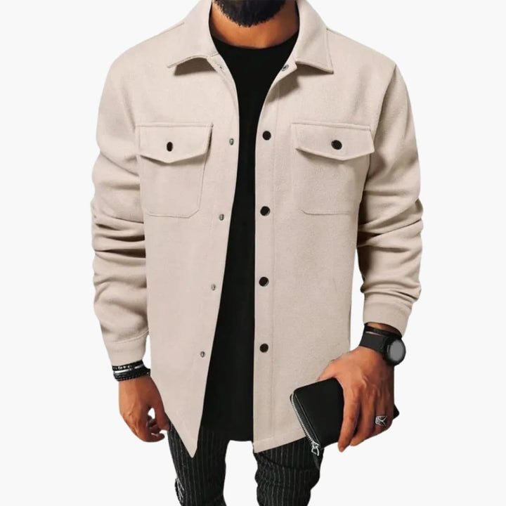 Men's Classic Button-Up Shirt Jacket with Chest Pockets - Stylish Versatile Layering Top 5
