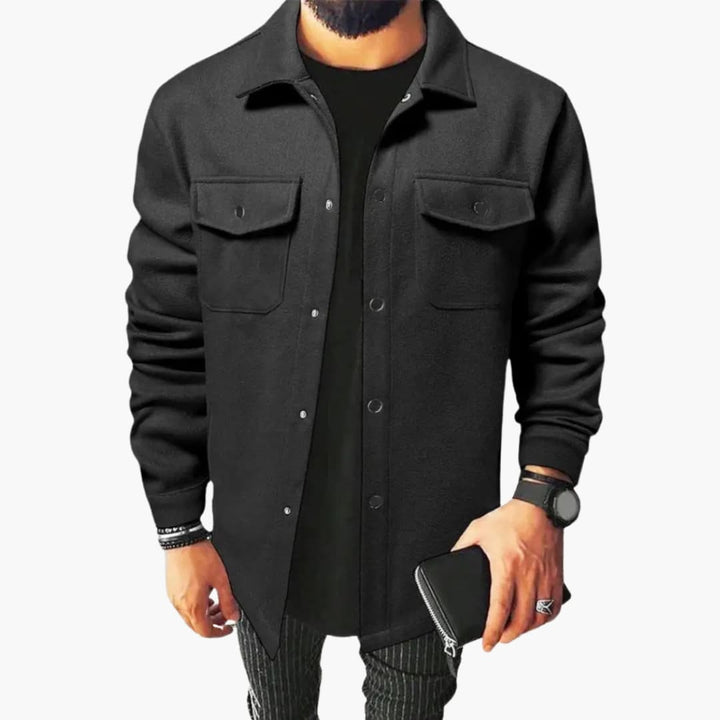 Men's Classic Button-Up Shirt Jacket with Chest Pockets - Stylish Versatile Layering Top 7