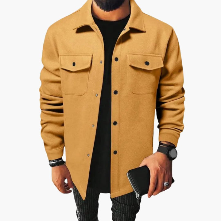 Men's Classic Button-Up Shirt Jacket with Chest Pockets - Stylish Versatile Layering Top 9