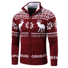 Men's Festive Christmas Sweater Warm Knit with Zipper 3