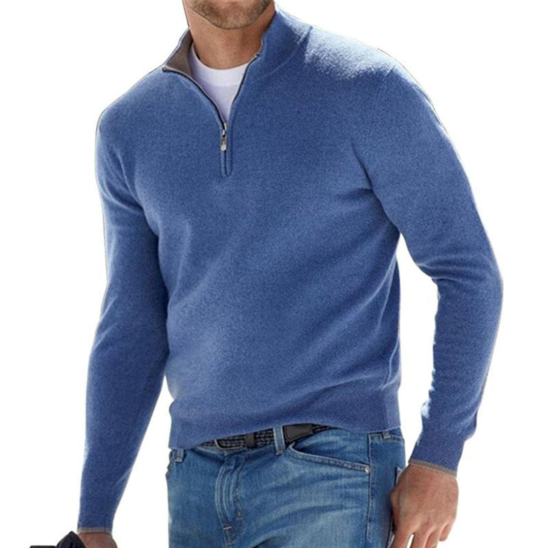 Men's Half Zip Sweater - Modern Regular Fit Pullover for Casual and Smart Wear 0