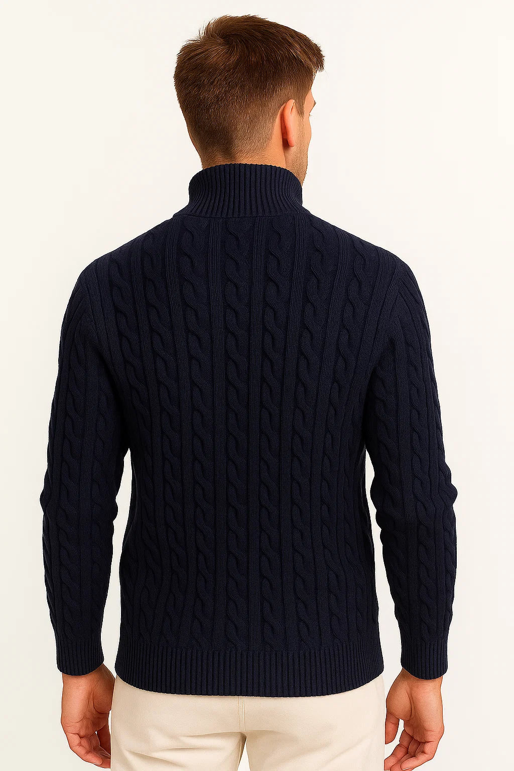 Men's Half Zip Sweater, Lightweight Cable Knit, Stylish Quarter Zip Design for Spring Fashion 4