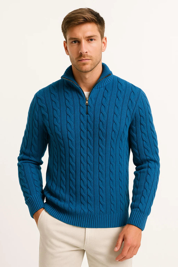 Men's Half Zip Sweater, Lightweight Cable Knit, Stylish Quarter Zip Design for Spring Fashion 5