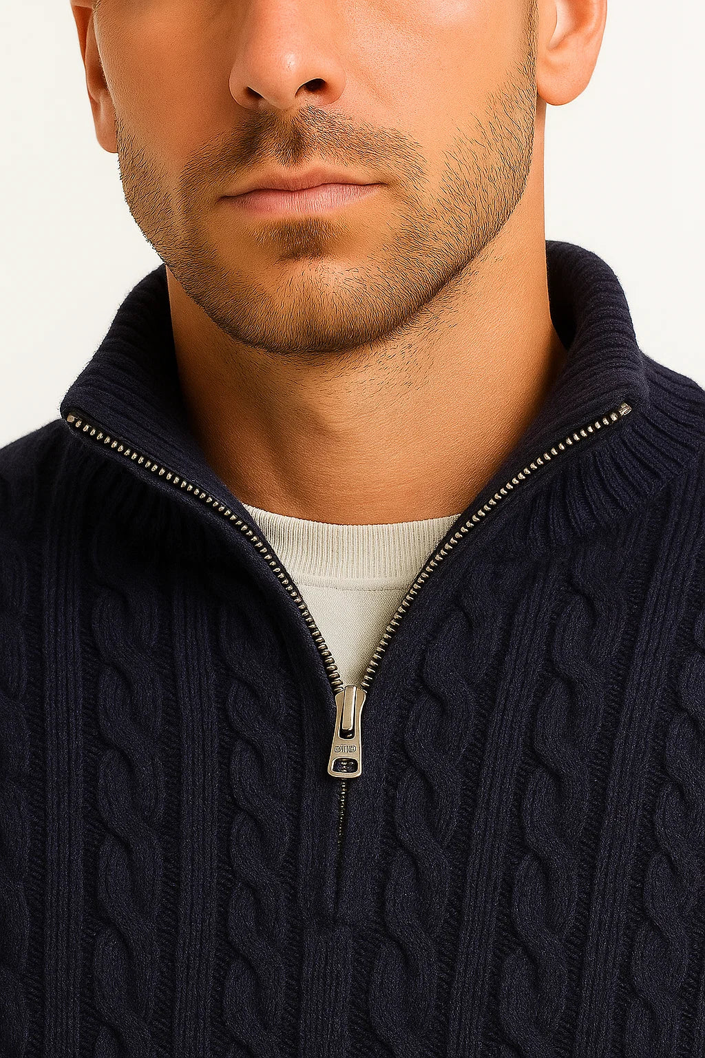 Men's Half Zip Sweater, Lightweight Cable Knit, Stylish Quarter Zip Design for Spring Fashion 6