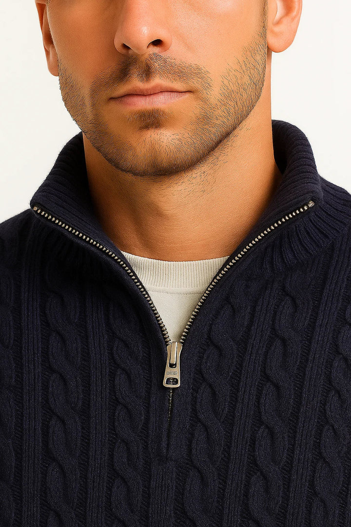Men's Half Zip Sweater, Lightweight Cable Knit, Stylish Quarter Zip Design for Spring Fashion 6