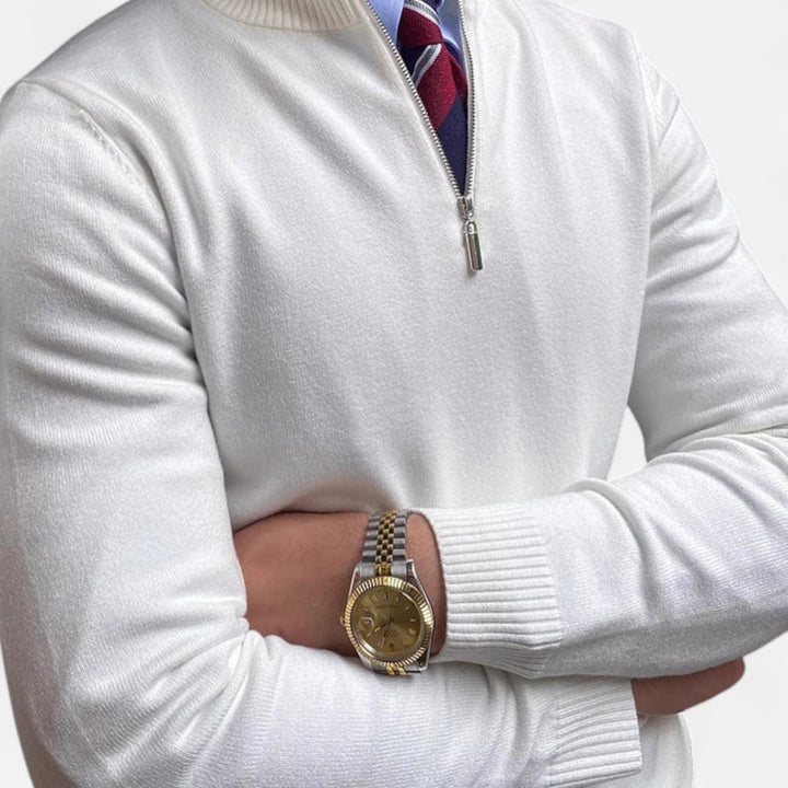 Men's Half Zip Sweater with Stand-Up Collar for Business Casual Spring Wear 0