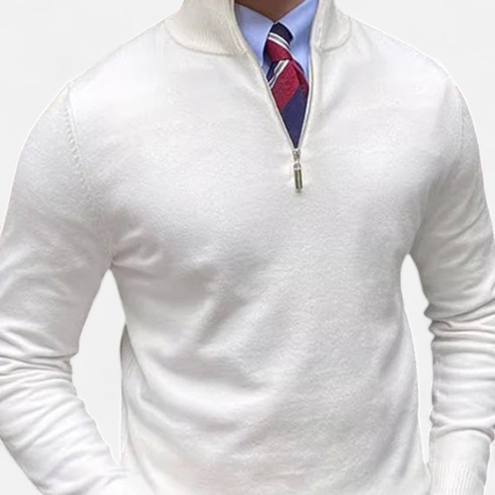 Men's Half Zip Sweater with Stand-Up Collar for Business Casual Spring Wear 1