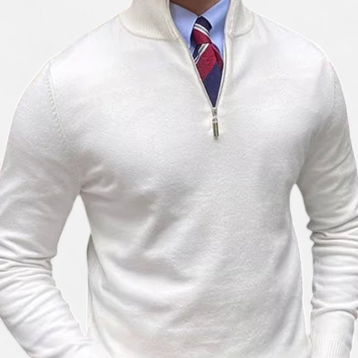 Men's Half Zip Sweater with Stand-Up Collar for Business Casual Spring Wear 1