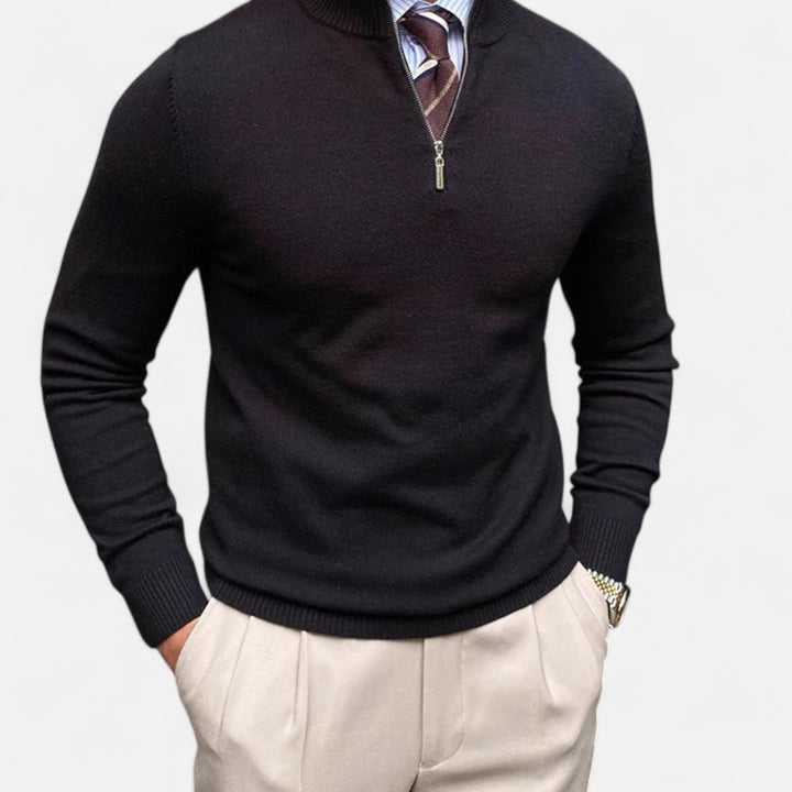 Men's Half Zip Sweater with Stand-Up Collar for Business Casual Spring Wear 2