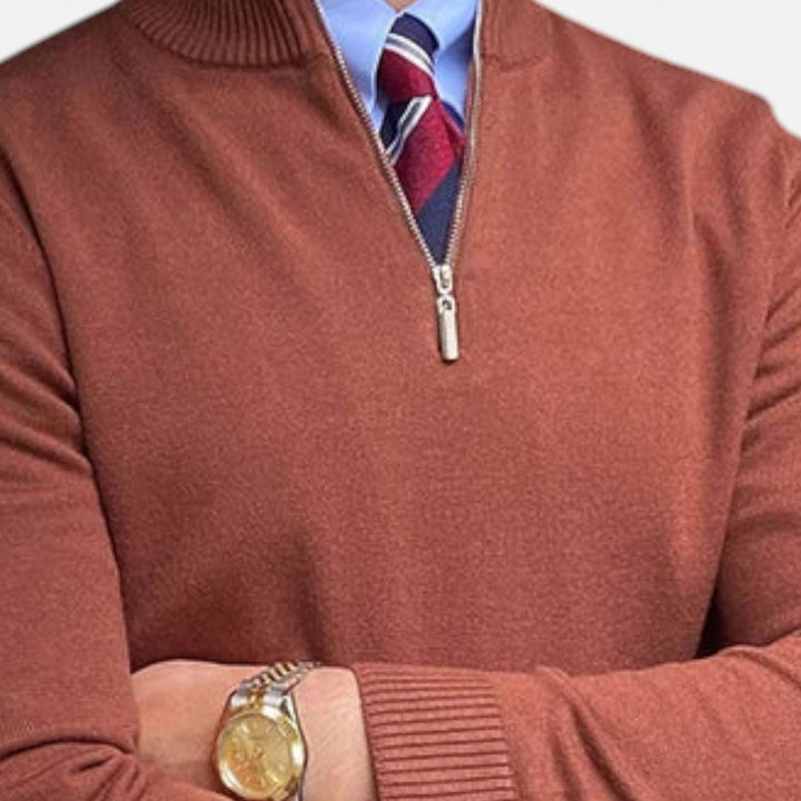 Men's Half Zip Sweater with Stand-Up Collar for Business Casual Spring Wear 3